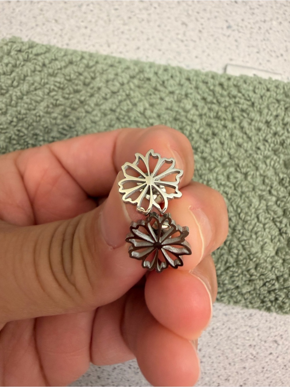 Silver Floral Cutout Stud Earrings - Feminine Flower Design